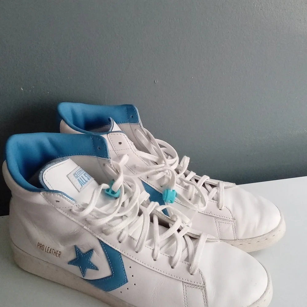 Converse Pro Leather Mid Top Sneakers White Blue Mens Athletic Shoes‎ - Picture 5 of 8